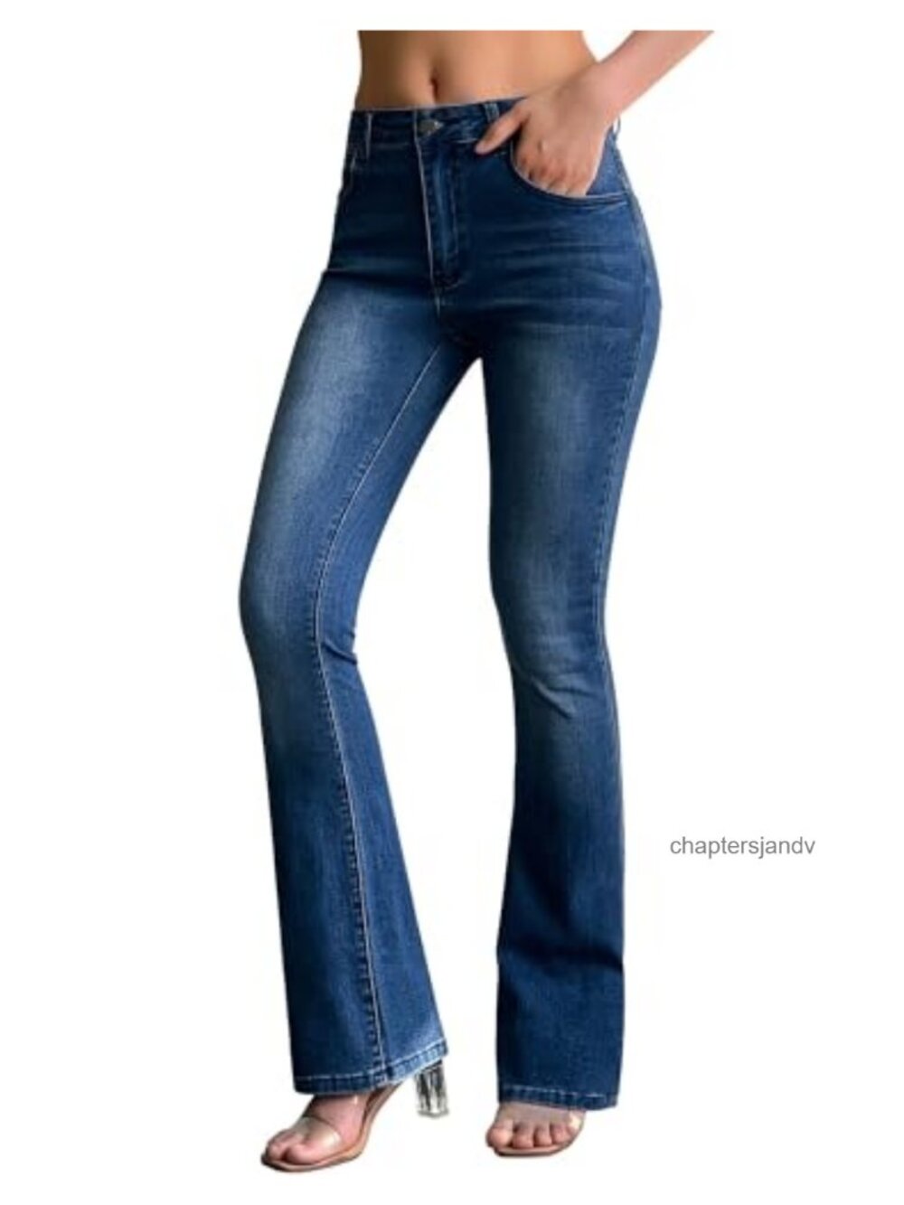 Women's Stretchy Flare Jeans Mid Rise Bootcut Curvy Denim Pants
